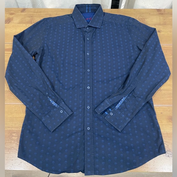 NWOT Robert Graham Dark Blue Skull Limited Edition Dress Shirt - Picture 2 of 6